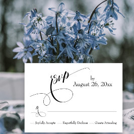 手の込んだシンプル装飾の白黒 出欠カード