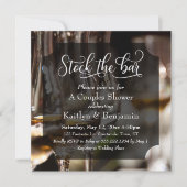 手の込んだタイプ、フォトストックバーカップルのシャワー 招待状 (正面)