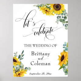 手の込んだタイポグラフィフローラレッツサインを祝見せる ポスター