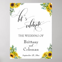 手の込んだタイポグラフィフローラレッツサインを祝見せる ポスター