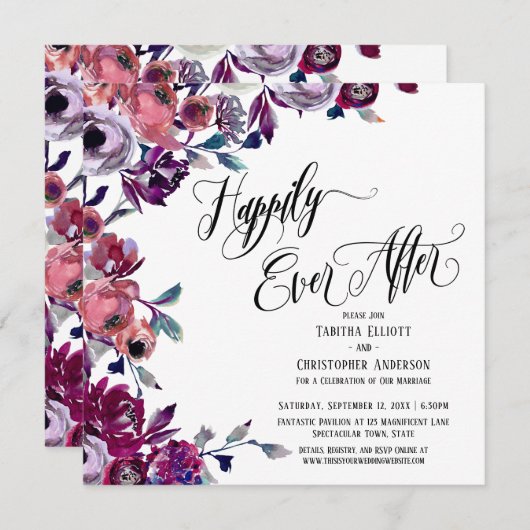 手の込んだ台本の花の後で幸せになはっきりしたる 招待状 (正面/裏面)