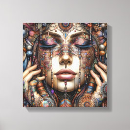 手の込んだ部族的な装飾をインスパイア持つ人 キャンバスプリント