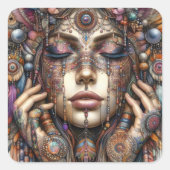 手の込んだ部族的な装飾をインスパイア持つ人 スクエアシール (正面)