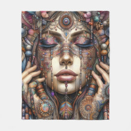 手の込んだ部族的な装飾をインスパイア持つ人 フリースブランケット