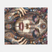 手の込んだ部族的な装飾をインスパイア持つ人 フリースブランケット (正面(横))