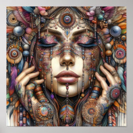 手の込んだ部族的な装飾をインスパイア持つ人 ポスター