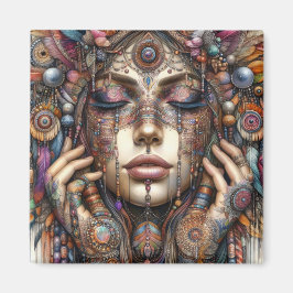 手の込んだ部族的な装飾をインスパイア持つ人 マグネット