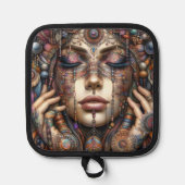 手の込んだ部族的な装飾をインスパイア持つ人 鍋敷き (正面)