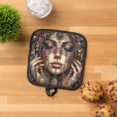 手の込んだ部族的な装飾をインスパイア持つ人 鍋敷き (トップダウン)