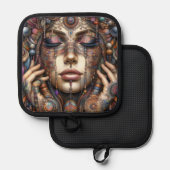 手の込んだ部族的な装飾をインスパイア持つ人 鍋敷き (正面/裏面)