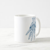 手の青のヴィンテージの解剖学の芸術筋肉 コーヒーマグカップ (正面右)