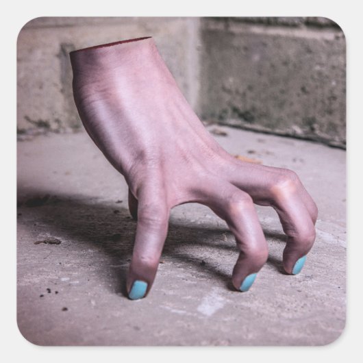 手の風変わりステッカー スクエアシール (正面)