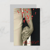 手のBalack白い結婚RSVPの応答の保持 出欠カード (正面/裏面)