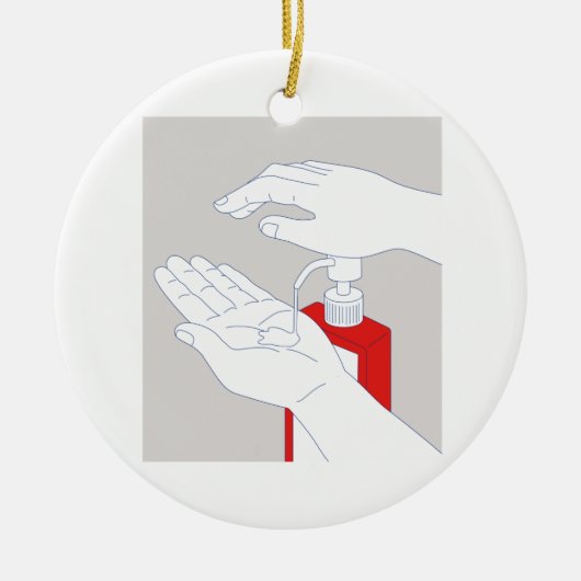 手のSanitizer Monoline セラミックオーナメント (正面)