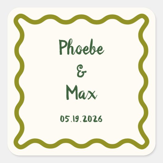 手はっきりしたお洒落結婚波縁どの スクエアシール (正面)