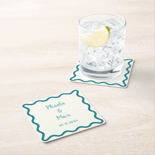 手はっきりしたお洒落結婚波縁どの スクエアペーパーコースター (インサイチュ)