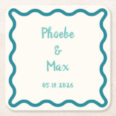 手はっきりしたお洒落結婚波縁どの スクエアペーパーコースター (正面)