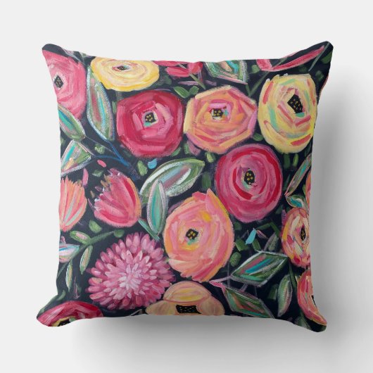 手はっきりした絵を描フローラデザイン クッション (正面)