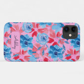 手はっきりした絵を描フローラ赤ブルーピンクモノグラム Case-Mate iPhoneケース (裏面(横))