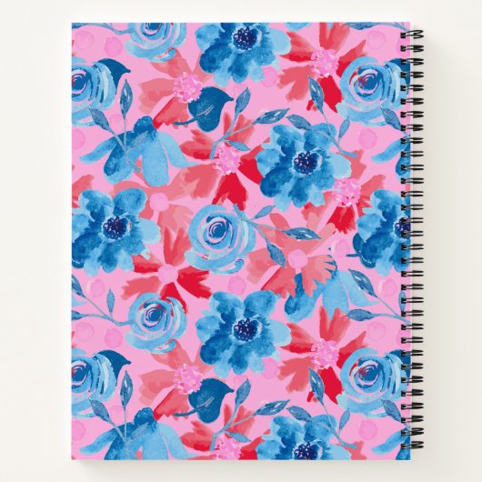 手はっきりした絵を描フローラ – 赤、青、ピンク ノートブック (裏面)