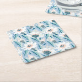 手はっきりした色彩の鮮やかフローラヴィンテージ スクエアペーパーコースター (アングル)