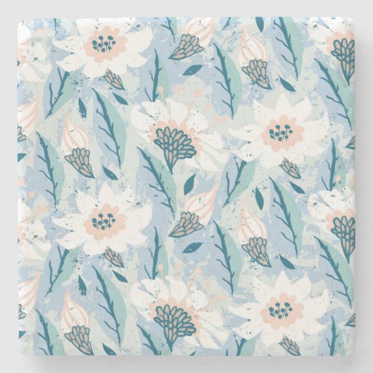 手はっきりした色彩の鮮やかフローラヴィンテージ ストーンコースター (正面)