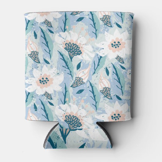 手はっきりした色彩の鮮やかフローラヴィンテージ 缶クーラー (正面)