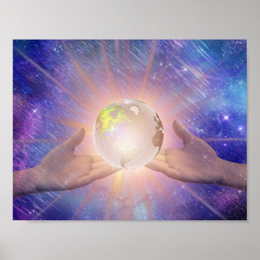 手はグローブ白熱［赤熱］光を放つを持つ。 ポスター (正面)