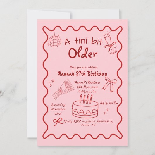 手は少し古いMartini誕生日を描いた 招待状 (正面)