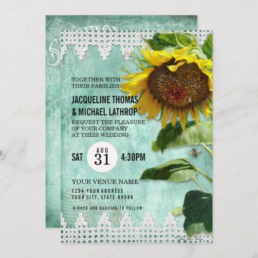 手ひま絵を描花木製フェンスビーズハイブ 招待状 (正面/裏面)