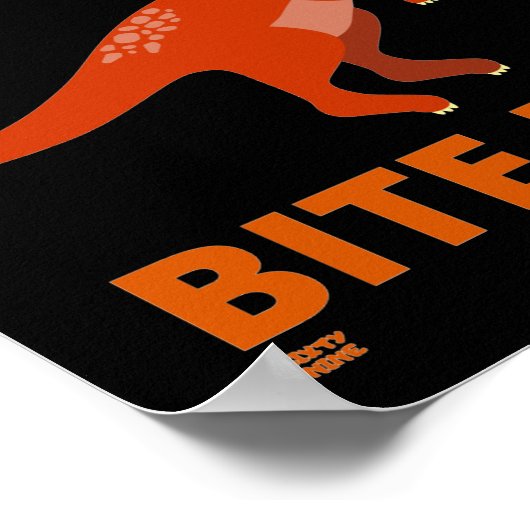 「手もしをたたくあなたは幸せ」おもしろい恐竜 ポスター (角)