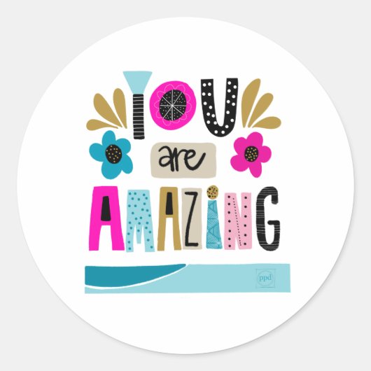 手やる気を起こさせるガーリー引用文 ラウンドシール (正面)