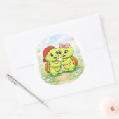 手をしっかり握る ラウンドシール (封筒)