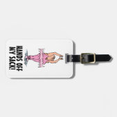 手をオフに私のサックピンクおもしろいツチュカートゥー ラゲッジタグ (正面横)