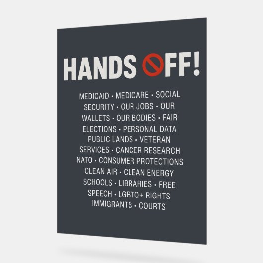 手をオフ アクリルサイン (傾斜)