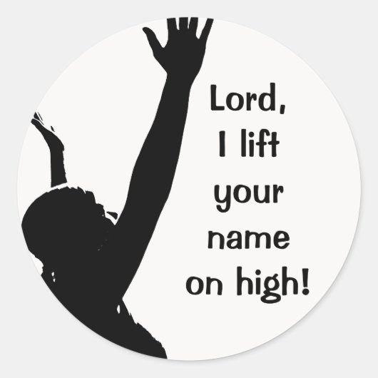 手を上げたステッカー ラウンドシール (正面)