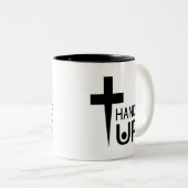 手を上げる ツートーンマグカップ (正面右)