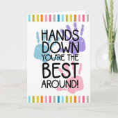 手を下に置く最高の先生 カード (正面)