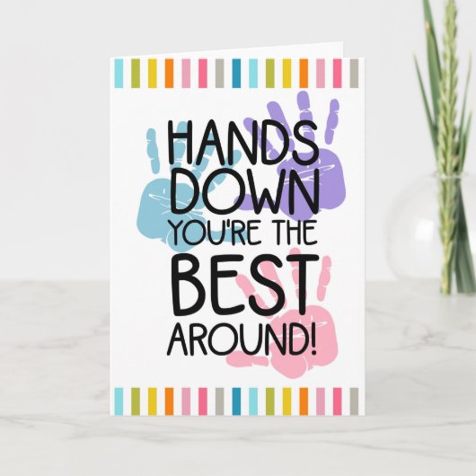 手を下に置く最高の先生 カード (正面)