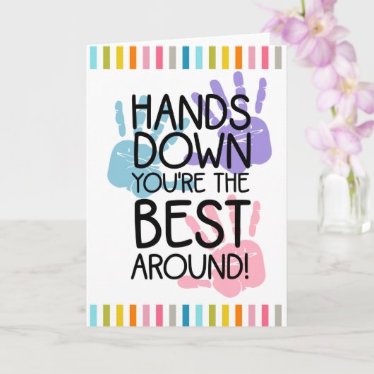 手を下に置く最高の先生 カード (蘭)