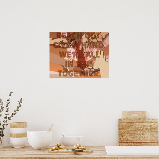 手を与え伸ばす ポスター (キッチン)