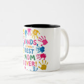 手を伏せ最高のたママ・マグ ツートーンマグカップ (正面右)