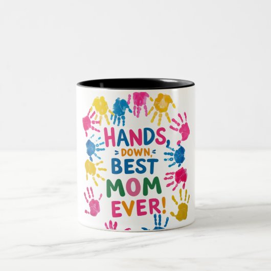 手を伏せ最高のたママ・マグ ツートーンマグカップ (中央)