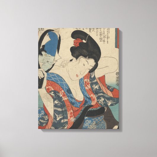 手を使ったレディ日本のーのヴィンテージ鏡 キャンバスプリント (正面)