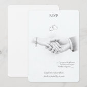 手を取り合うロマンティックなミニマリストRSVP 招待状 (正面/裏面)