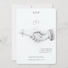 手を取り合うロマンティックなミニマリストRSVP 招待状