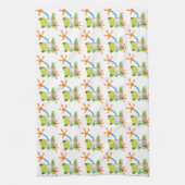 手を差し伸べているカラフルで目が赤いアマガエル キッチンタオル (縦)