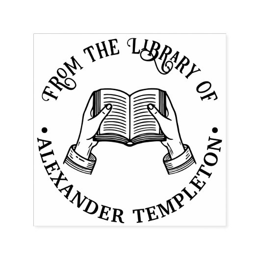 手を広げたオープンブック #1P 図書館の本の名前 セルフインキングスタンプ (デザイン)