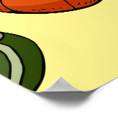 手を引いた斜線、シームレスな野菜パターン。 ポスター (角)