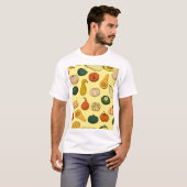 手を引いた斜線、シームレスな野菜パターン。 Tシャツ (正面フル)